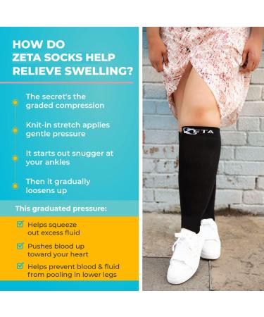 Zeta Wear Compression Stockings for Thick Calves - Comfortable Short Length Calf Cover with Large Cuffs | 4XL Black - Buy Online on GoSupps.com