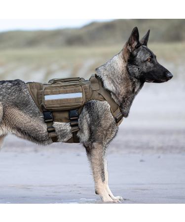 Oneigris No-Pull Dog Harness - Ultra Breathable Adjustable Mesh Vest for Large/Medium Dogs with 2 Handles - Brown (L: Neck 45-63cm Breast 68-91cm) - International Shipping Available - Buy Online on GoSupps.com