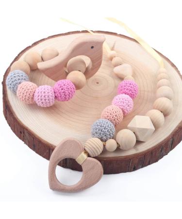Natural Wood Teethers for Babies - DIY Necklace and Bangles for Soothing Gum Pain | Molar Teething Relief with Bird, Elephant, Sheep, Moon, and More - Buy Online on GoSupps.com