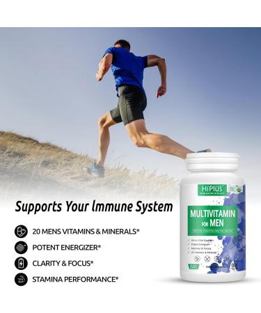 Multivitamin for Men - Biotin & Essential Men multivitamin with Vitamin A, C, D, E, B12, Zinc. Supports Energy, Focus, Hair Growth & Overall Health - 90 Capsules Men's Capsules - Buy Online on GoSupps.com