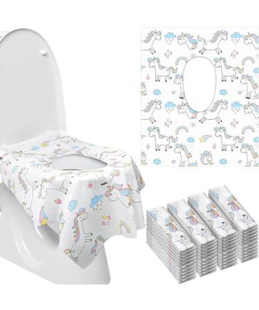 40 Pcs Toilet Seat Covers Disposable for Kids Toddler Extra Large Paper Potty Training Liners for Kids Individually Wrapped Portable Toilet Seat Cover for Travel, Potty Training (Unicorn Style)