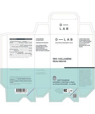 D-LAB Pro-Collagen New Skin | 14 Sticks - Anti-Aging Dietary Supplement | Visibly Reduces Wrinkles Deeply Moisturizes with a Natural Formula with Raspberry Flavor - Buy Online on GoSupps.com