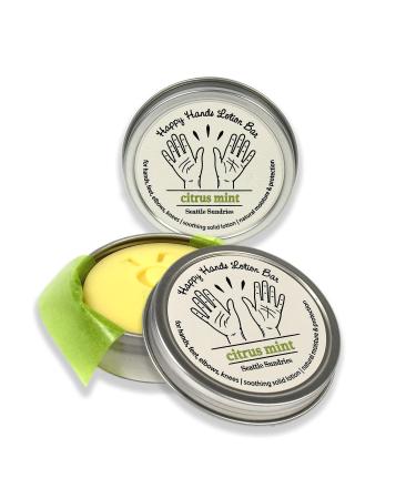 Seattle Sundries | Mint Citrus Natural Bar Lotion with Beeswax & Coconut Oil for Women & Men. 2x (1.15oz) Solid Lotion in Travel Tins  Concentrated - for Work & Home.
