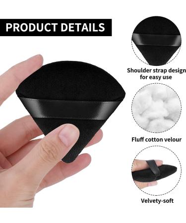 Ondaring 4Pcs Makeup Powder Puff Triangle Velvet Powder Puff with Ribbon Band for Contouring Under Eyes Corners for Loose Powder Body Powder Makeup Tool 4pcs Black - Buy Online on GoSupps.com
