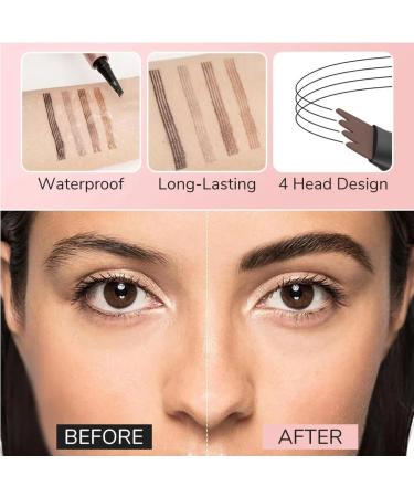 New Magic Eyebrow Pencil 3D Waterproof Eyebrow Pencil Contouring Pen 4-Tipped Precise Brow Pen Long-Lasting Natural Fine Stroke Eyebrow Pencil(Grey) - Buy Online on GoSupps.com