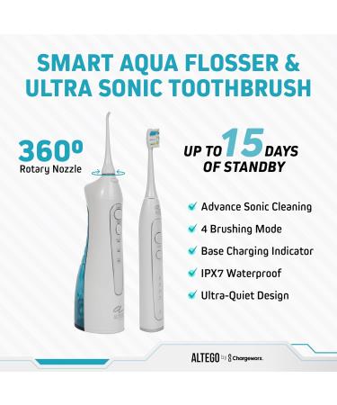 Altego Ultra Sonic Electric Toothbrush & Dental Oral Irrigator Combo Set - Rechargeable Waterproof Teeth Whitening Kit for Adults - Buy Online on GoSupps.com