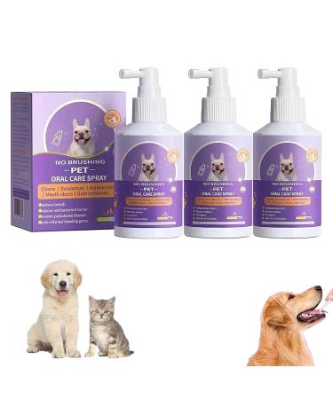 3PCS Cvreoz Pet Oral Repair Gel Pet Oral Spray Clean Teeth Pet Breath Freshener Gel Pet Brush Free Oral Gel Pet Mouth Spray for Eliminate Bad Breath (Spray)