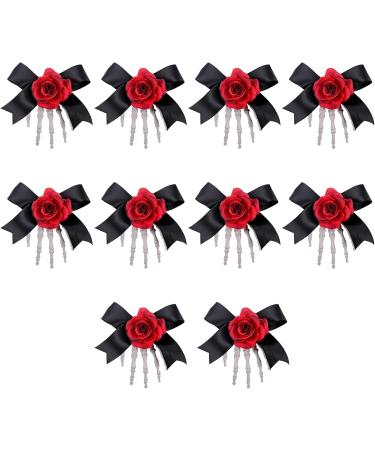 ZONEBEST Hairs Clip 10Pcs Eye Catching Hairpins Halloween Theme Party Essential Skeleton Hand Bone Rose Bowknot Hair Clip Accessories Red - Buy Online on GoSupps.com