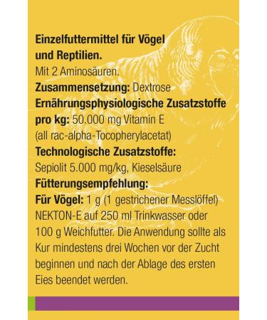 NEKTON-E | Premium Vitamin E for Breeding Birds & Reptiles | Made in Germany (70g) - Boost Health & Vitality - Buy Online on GoSupps.com