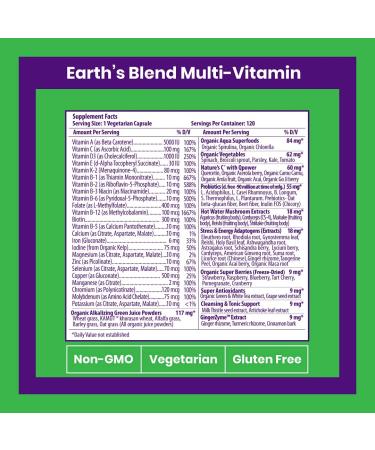 Paradise Herbs Earthâ€™s Blend Superfood Multi-Vitamin with Iron - 120 Veggie Capsules - Buy Online on GoSupps.com