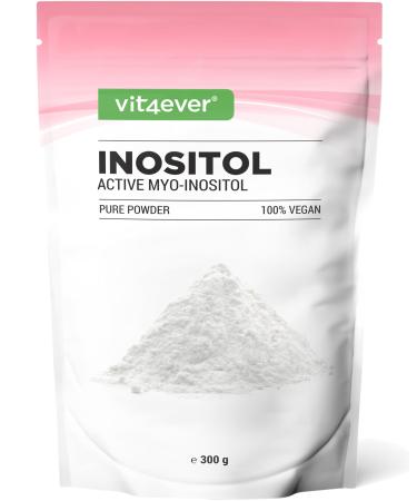 Vit4ever Inositol Pure 300g - High-purity Myo-inositol powder - neutral taste - 4000mg per daily dose - good solubility with measuring spoon vegan additive-free