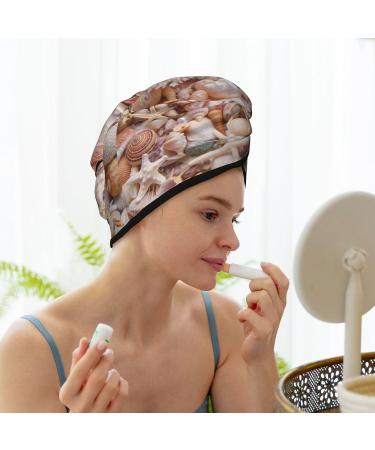 Hair Towel Wrap - Quick Drying Turban with Button | Colorful Seashells Design for Effortless Hair Care - Buy Online on GoSupps.com