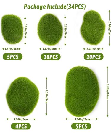 CCINEE 34pcs Artificial Moss Rocks - Perfect for Floral Arrangements, Fairy Gardens, and Crafting - Buy Online on GoSupps.com