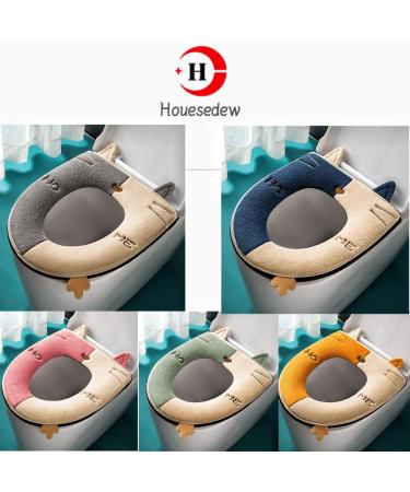 Soft and Warm Blue Toilet Seat Cushion - Reusable and Easy to Install Toilet Cover - Buy Online on GoSupps.com