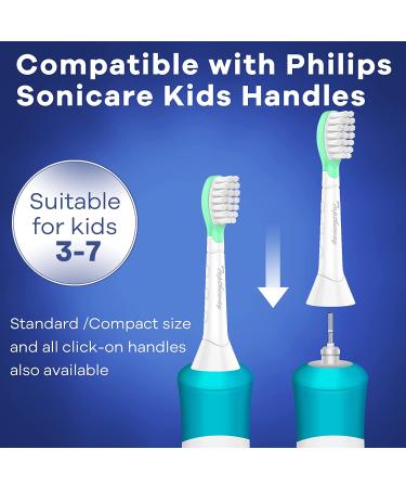 Kids Toothbrush Heads for Philips Sonicare - Soft Electric Replacement Brushes - Compatible with HX6032/94 HX6321 HX6340 - Compact Head for Children 3-7 - 8 Pack in Pink and Green - Buy Online on GoSupps.com