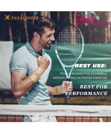 Thx4Copper Compression Wrist Bandages - Copper Infused Wrist Support Unisex Beige XXL for Enhanced Blood Circulation & Relaxation - Buy Online on GoSupps.com