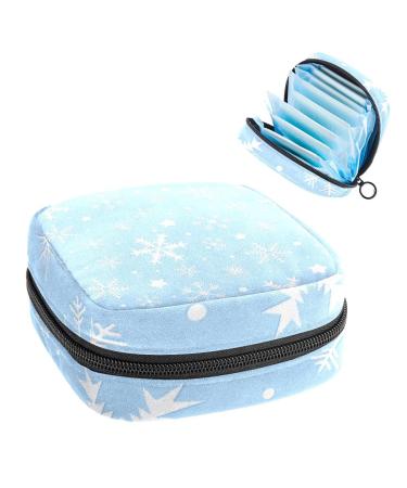 GIAPB Period Bag Sanitary Napkin Storage Bag Period Pouch Travel Makeup Bag Snowflake Blue Pattern Color5411
