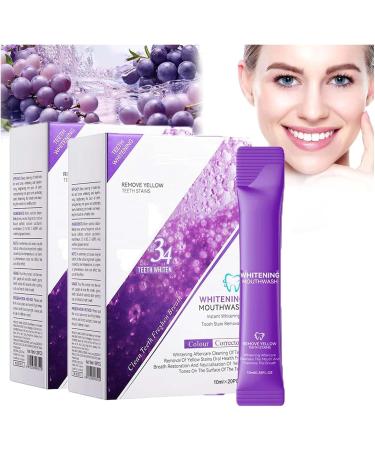Purple Mouthwash for Teeth Whitening Purple Teeth Whitening Rinse & Whitener Purple Mouthwash Packets Purple Teeth Whitening Mouthwash Color Wheel Purple Color Corrector Mouthwash (2 Box)