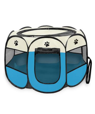 LongtimeUSA Portable Foldable Pet Puppy Playpen - Indoor Outdoor with Water Resistant Removable Shade Cover for Dog Cat Rabbit Medium