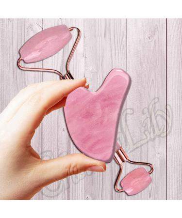 Charmlily Rose Quartz & Ice Roller + Gua Sha Set for Face & Eyes - Reduce Puffiness, Wrinkles, & Migraines, Pain Relief for Neck & Body - Cold Facial Massage Tool with Natural Stones - Buy Online on GoSupps.com