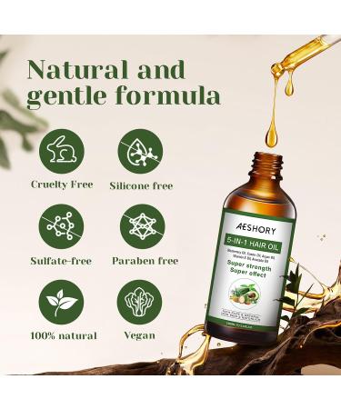 Aeshory Hair Oil - 5 IN 1 Hair Care with Rosemary Castor Argan Vitamin E & Avocado - Nourishing & Volumizing Hair Growth Oil (3.38 fl oz - Buy Online on GoSupps.com