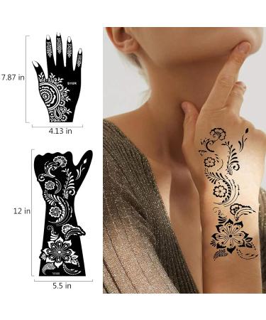 20 Large Henna Tattoo Stencils - Indian Arabian Temporary Body Paint Kit for Women | Arm & Hand Templates with Tattoo Stickers - Buy Online on GoSupps.com