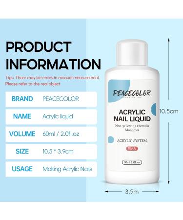 PEACECOLOR 60ML Acrylic Liquid Non-Yellowing Formula Acrylic Monomer Liquid for Acrylic Powder Nail Extension and Carving for Nail Art DIY at Home Beauty Gifts for Women Girls color 163 - Buy Online on GoSupps.com