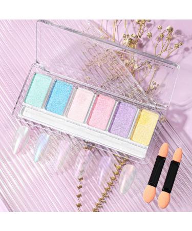 Folmywy Chrome Nail Powder Aurora Set 6 Colors Metallic Mirror Effect Pigment Solid Iridescent Neon Manicure Glitter Home DIY Salon Gel Fingernails Polish Aurora Color - Buy Online on GoSupps.com