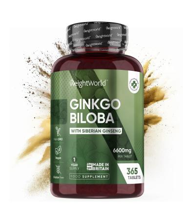 Ginkgo Biloba 6000mg & Ginseng 600mg per Tablet - 365 High Strength Vegan Ginkgo Biloba Tablets - 24% Flavone Glycosides & 6% Terpene Lactone - Siberian Ginseng & Ginkgo Biloba - Gluten Free - Buy Online on GoSupps.com