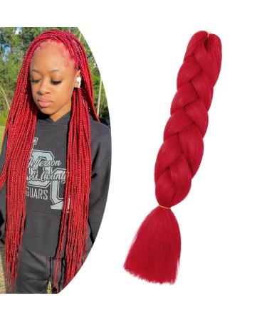 Gairyan Jumbo Braids Extensions Kunsthaar Hair 1 piece of braiding hair extensions 60cm ombre synthetic braids for braid Afro hair for box braids/crochet braids (red) 60 cm (1 piece) red - Buy Online on GoSupps.com