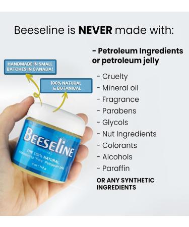 Beesalene Original Unpetroleum - 100% Natural & Hypoallergenic Alternative to Petroleum Jelly - Lips Hands Baby Makeup Remover and More (Glass Jar) (4 oz) 4 Ounce - Buy Online on GoSupps.com
