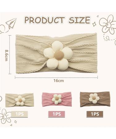 Lilbitty 3-Piece Baby Flower Forehead Straps | Soft Nylon Headbands & Hair Accessories for Newborns Toddlers & Girls | International Shipping - Buy Online on GoSupps.com