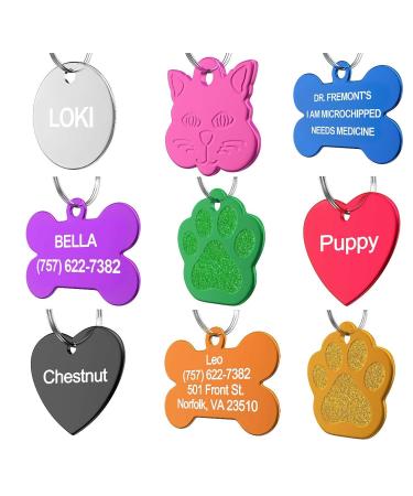 Pet ID Tag Custom for Dog Cat Personalized | Many Shapes and Colors to Choose from | Made in USA | Strong Anodized Aluminum Bone Blue Large