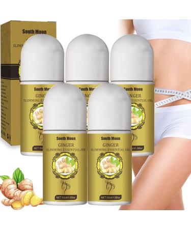 Lymphatic detox rollon ginger Oil - Belly Drainage Ginger Oil ginger essential oil for lymphatic drainage swelling massage ginger oil organic (color: 5pcs)