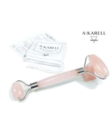 Rose Quartz Roller for Face - 100% Real Crystal Quartz Anti-Aging Skincare Tool | Pink Facial Massage Roller for De-Puffing & Wrinkle Treatment | Akarell Beauty Tool - Buy Online on GoSupps.com