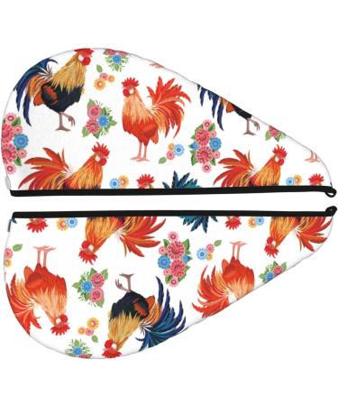 Roosters and Flowers Microfiber Hair Towel - Soft Super Absorbent Quick Dry Hair Wrap for Long Curly & Thick Hair - Coral Velvet for Women - Buy Online on GoSupps.com