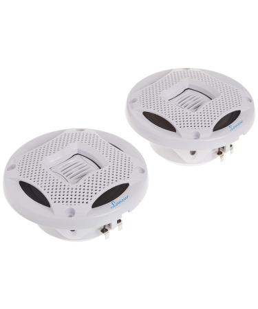 LANZAR Marine Speakers - 5.25 Inch 2 Way Water Resistant Audio Stereo Sound System with 400 Watt Power, Attachable Grills and Resin Treatment for Indoor and Outdoor Use - 1 Pair - AQ5CXW (White) 5.25-Inch White Standard Packaging
