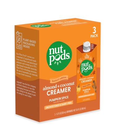 nutpods Pumpkin Spice (3-Pack), Unsweetened Dairy-Free Creamer, Made from Almonds and Coconuts, Whole30, Gluten Free, Non-GMO, Vegan, Kosher 11.2 Fl Oz (Pack of 3)
