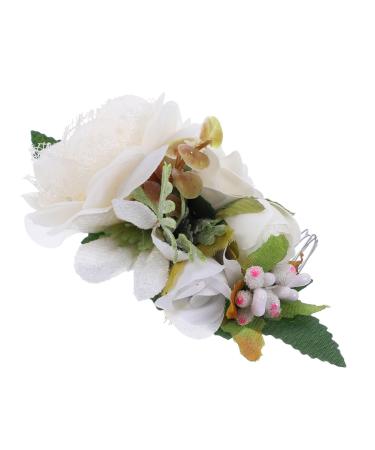 Housoutil Bridal Hair Accessories Hair Comb Hair Side Comb Hair Ornament Floral Hair Accessories Bridal Hair Clip Bridal Headpiece Women Headdress Tiara Flowers Wedding Bride Silk Flower