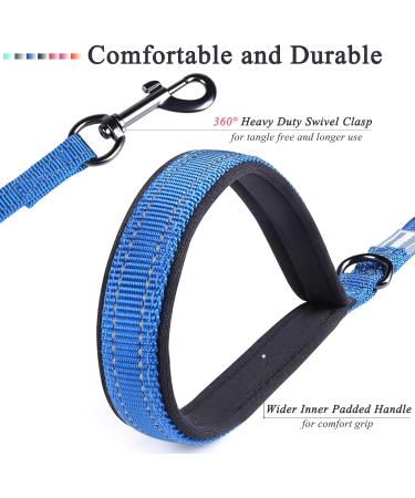 Vivaglory Traffic Handle Dog Leash - 1.5m Reflective & Padded Dual Handle Strong Metal Hook - Best Training Leash for Dogs - Blue - Buy Online on GoSupps.com
