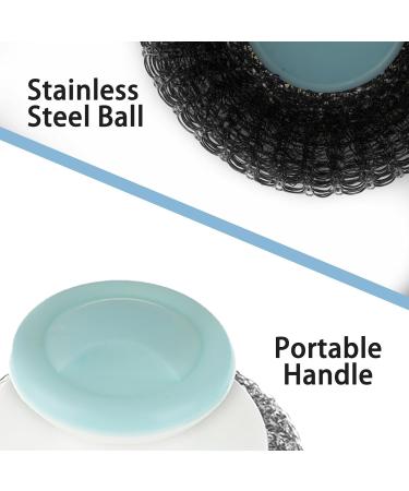 Amabro Dishwash Brushes - Durable Steel Sponge Pot Scrubber with Handle | Long-lasting Cleaning for Pots Pans and Grills - Buy Online on GoSupps.com