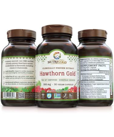 Nutrigold Hawthorn Gold 300mg - Clinically-Proven Extract - 90 Veggie Capsules - Buy Online on GoSupps.com