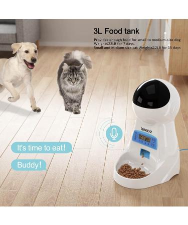 Iseebiz Automatic Cat Feeder 101oz Timed Dry Food Dispenser | Anti-Clog Design, 4 Meals, Portion Control | Voice Recorder, Dual Power Supply | for Small Medium Cats Dogs - Buy Online on GoSupps.com