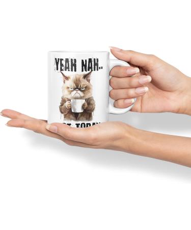 Vixar Yeah Nah.. Not Today Cat Gift Sarcastic Joke Ceramic Coloured Mug Cup for Tea Coffee Hot Brew 330ml 11Oz (White) - Buy Online on GoSupps.com