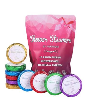 Shower Steamers Aromatherapy 10 Packs Shower Bombs with Eucalyptus Lavender Mint Jasmine Violet Essential Oils for Women or Men (10 Packs Shower Steamers) 1 Count (Pack of 10) Shower Steamers