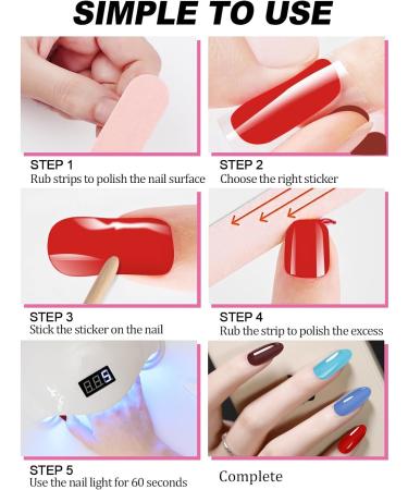 Kalolary 20PCS Nail Adhesive Wrap Nail Gel Polish Strips Full Wraps Nail Polish Stickers Cured Gel Nail Strips Self-Adhesive Gel Nail Wrap Stickers Decals(UV/LED Lamp Required) (Colorful 2) - Buy Online on GoSupps.com