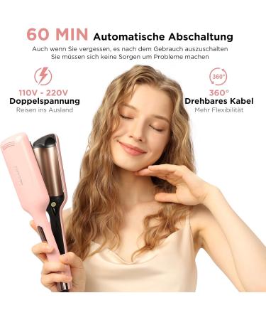 Parwin Pro Mermaid Waves Hair Curler - 32mm Curling Iron for Large Curls Adjustable Temperature Instant Waves (Pink) - International Shipping Available - Buy Online on GoSupps.com