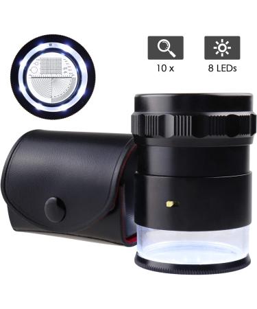 10X Illuminated Jewelers Loupe Magnifier with Interchangeable Reticle Scale and LED Light - 25mm Field of View for Jewelry, Gems, Coins - Hobby Tool with Glass Scale Chart - Buy Online on GoSupps.com
