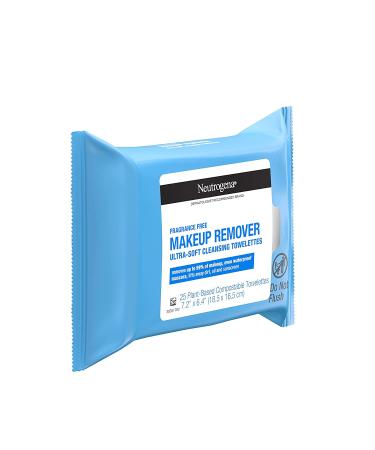 Neutrogena Fragrance-Free Makeup Remover Face Wipes - Gentle Daily Cleansing Towelettes for Waterproof Makeup - 25 ct Pack - Alcohol & Fragrance Free - 100% Plant-Based Fibers - Buy Online on GoSupps.com
