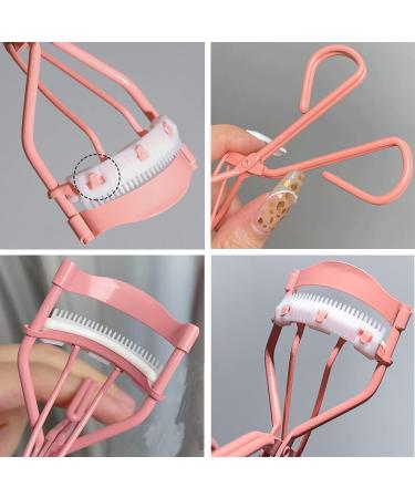 Eyelash Curler with Comb and 2 Silicone Refill Pads - Pink Beauty Makeup Tool for Women and Girls - Buy Online on GoSupps.com